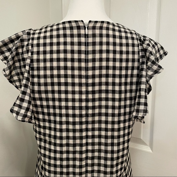 Madewell Gingham Flutter Sleeve Cotton Dress 0 - Picture 9 of 13